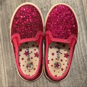 Cat & Jack Hot Pink Glitter Slip-Ons